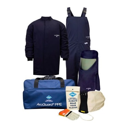 National Safety Apparel ArcGuard KIT4SC40S08 40 cal Compliance Arc Flash Kit w/ Short Coat & Bib Overall, S, Sz 08 KIT4SC40SM08